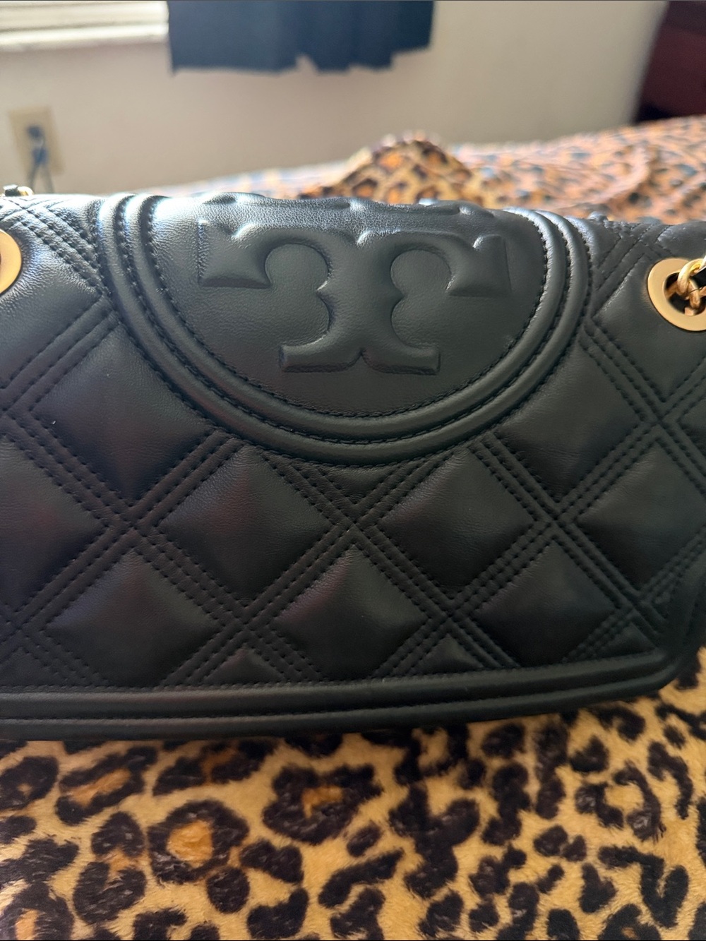 Tory Burch Black Quilted Leather Shoulder Bag with Gold Hardware